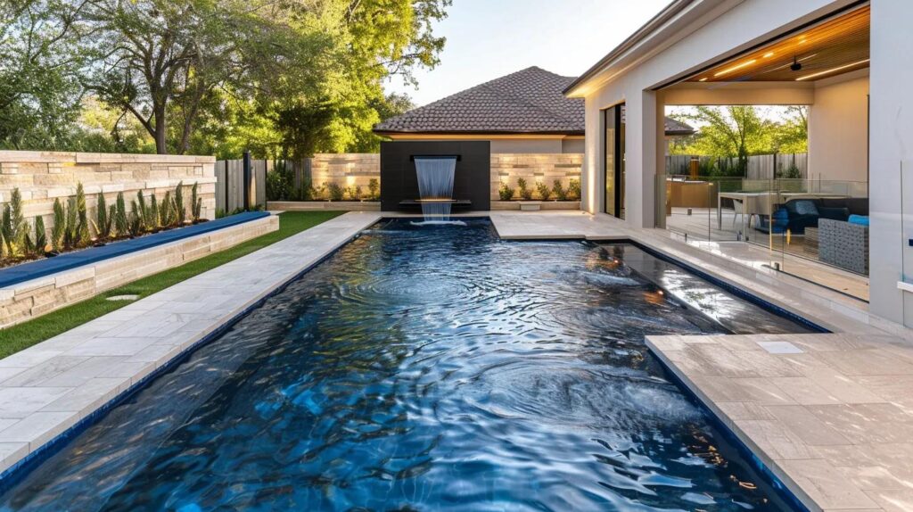 Mid-range luxury pool with premium finish and water features