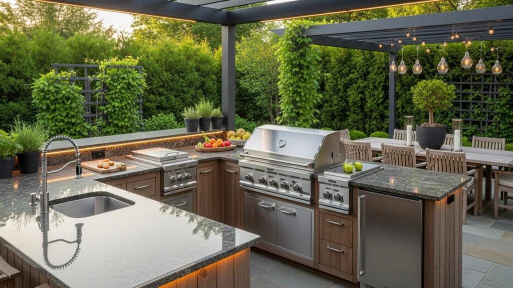Custom outdoor kitchen designed by Beyond Backyard Living