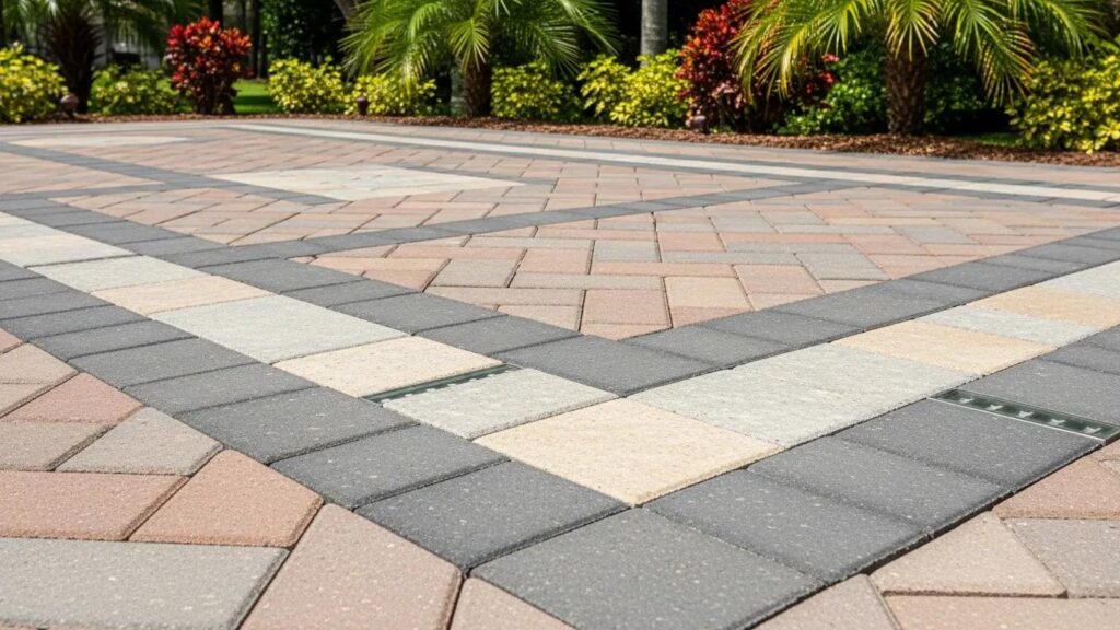 Custom paver patio installation in a luxury backyard in Wesley Chapel, FL
