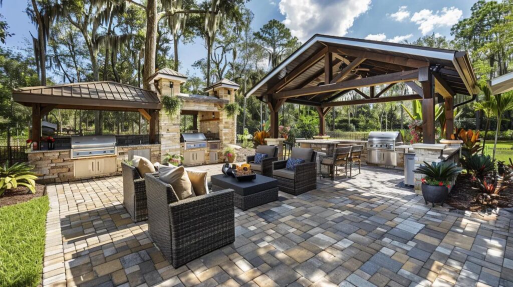 Family enjoying a custom outdoor living space in Spring Hill, FL, highlighting financing options
