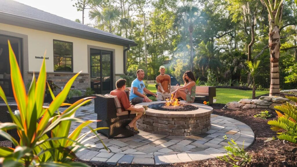 Family enjoying a transformed outdoor living space in Spring Hill, Florida, reflecting client satisfaction and quality craftsmanship