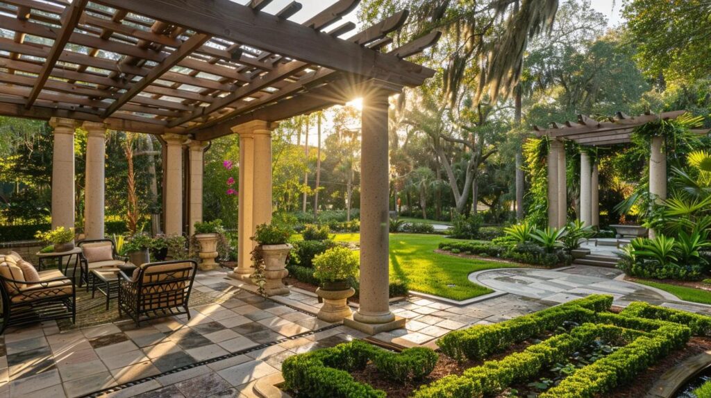 Luxury pergola in a Florida backyard highlighting outdoor living and maintenance