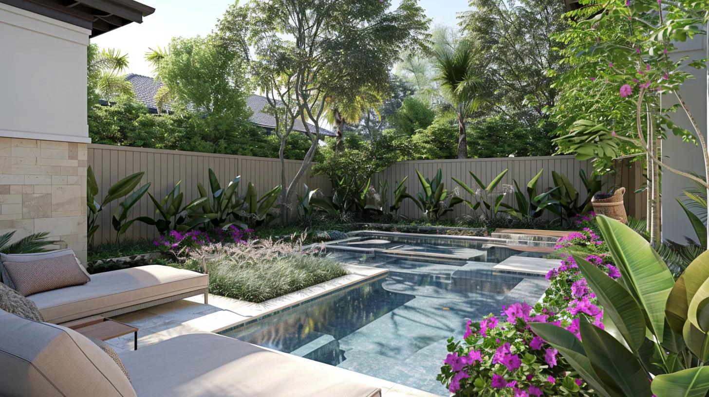 Luxury fence enhancing outdoor living space with pool and landscaping in Florida