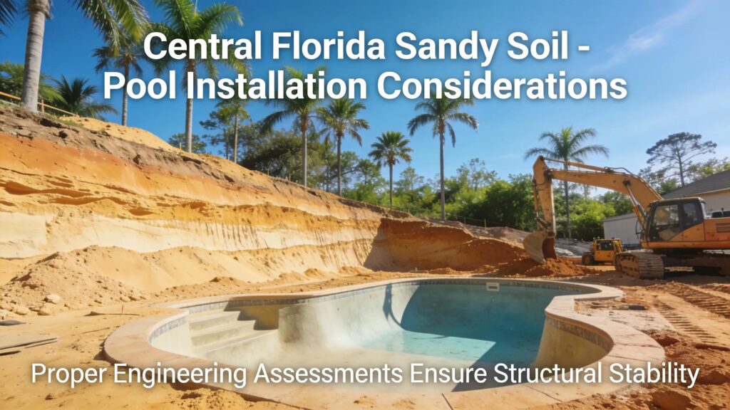Sandy soil conditions in Central Florida revealing installation challenges for pool construction