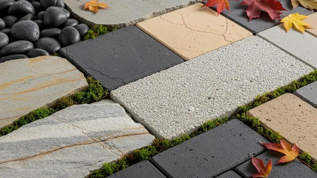 High-quality landscaping materials including natural stone and premium pavers for luxury projects