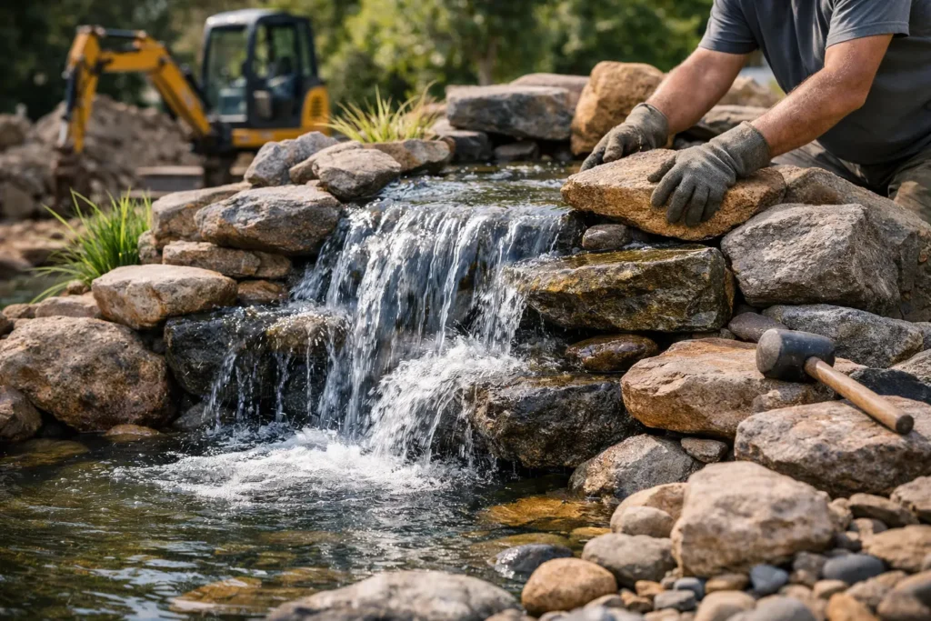 How a Natural Rock Waterfall Builder Creates Flow
