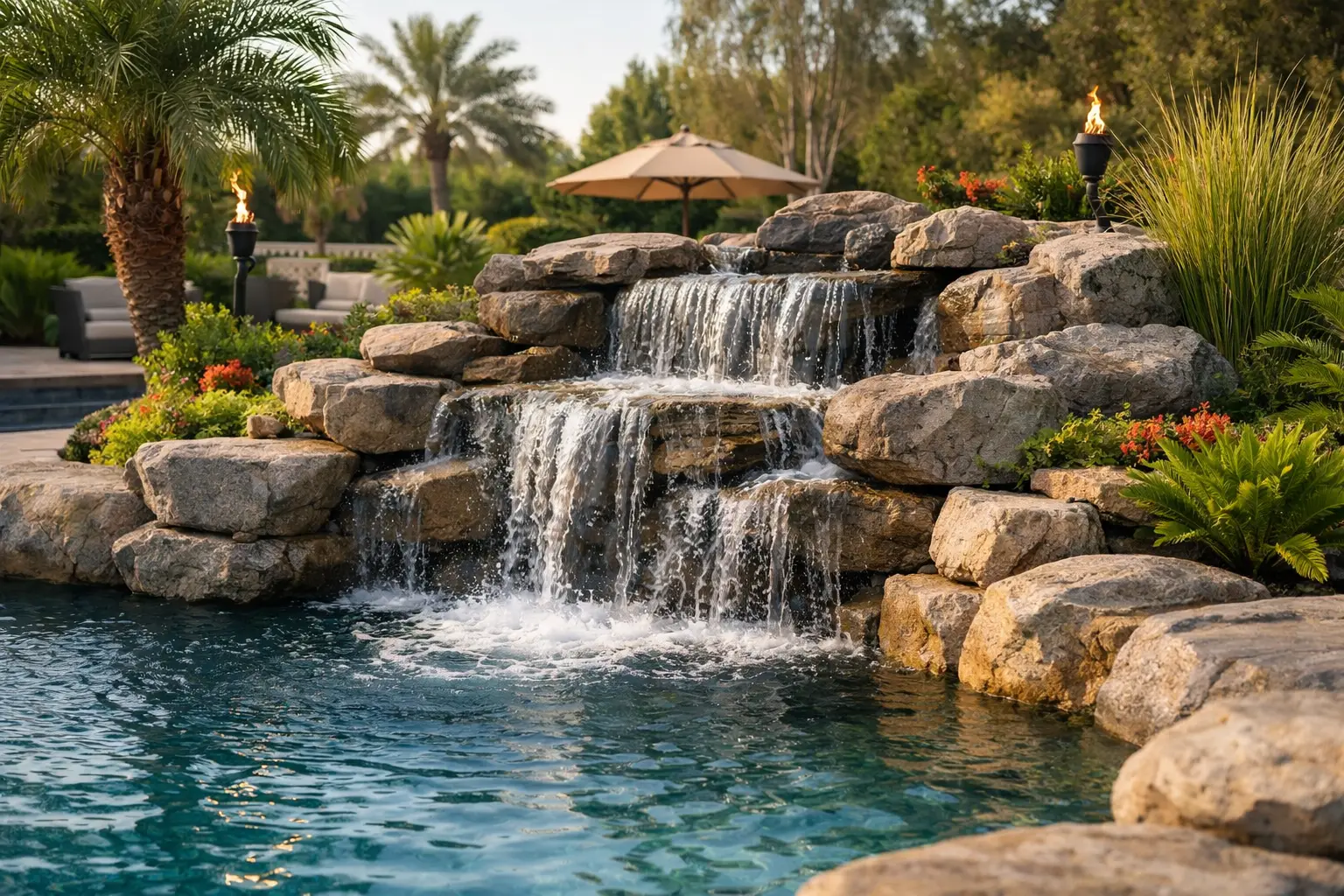 Waterfall Installation for a Resort-Style Backyard