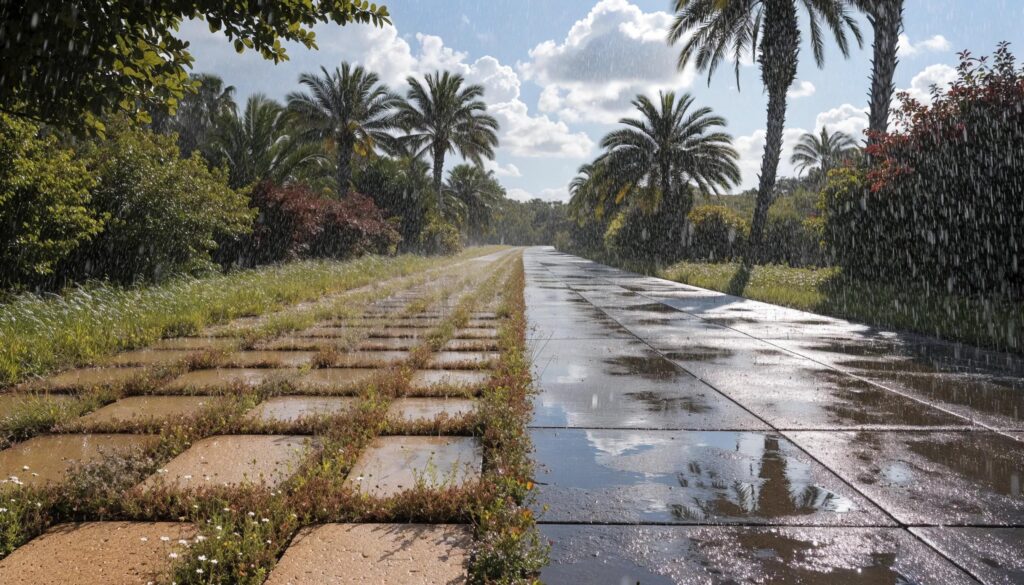 Comparison of permeable and traditional concrete pavers in a Florida backyard landscape