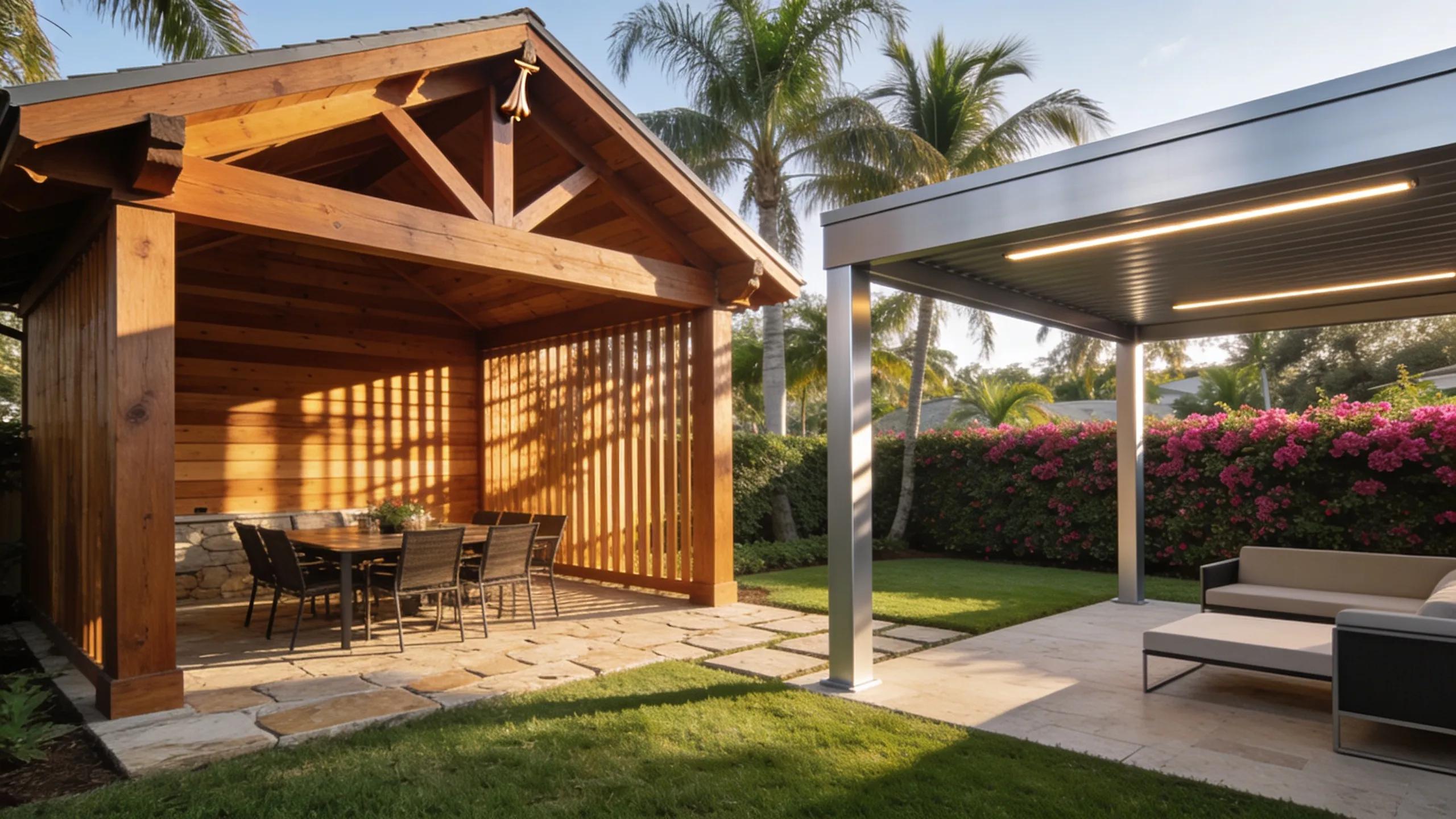 Custom Wood vs Aluminum Pavilions in Florida: Cedar, Timber Frame, Wind Load & Costs Explained