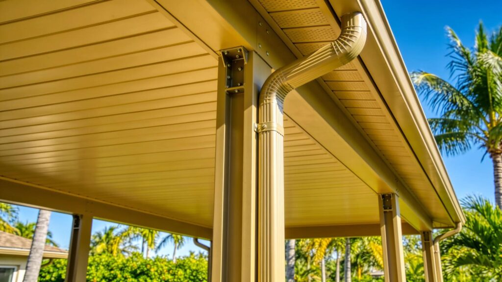 Insulated patio cover in Florida highlighting structural integrity and wind resistance features