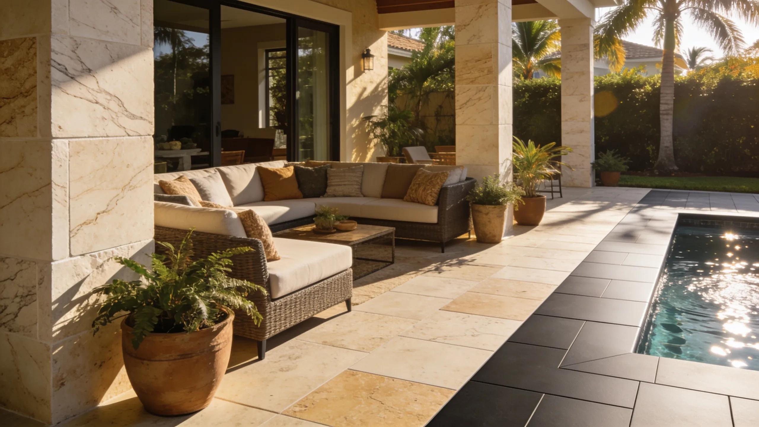Custom Travertine vs Porcelain Paver Patios in Florida: Heat Absorption, Slip Resistance & Drainage Guide