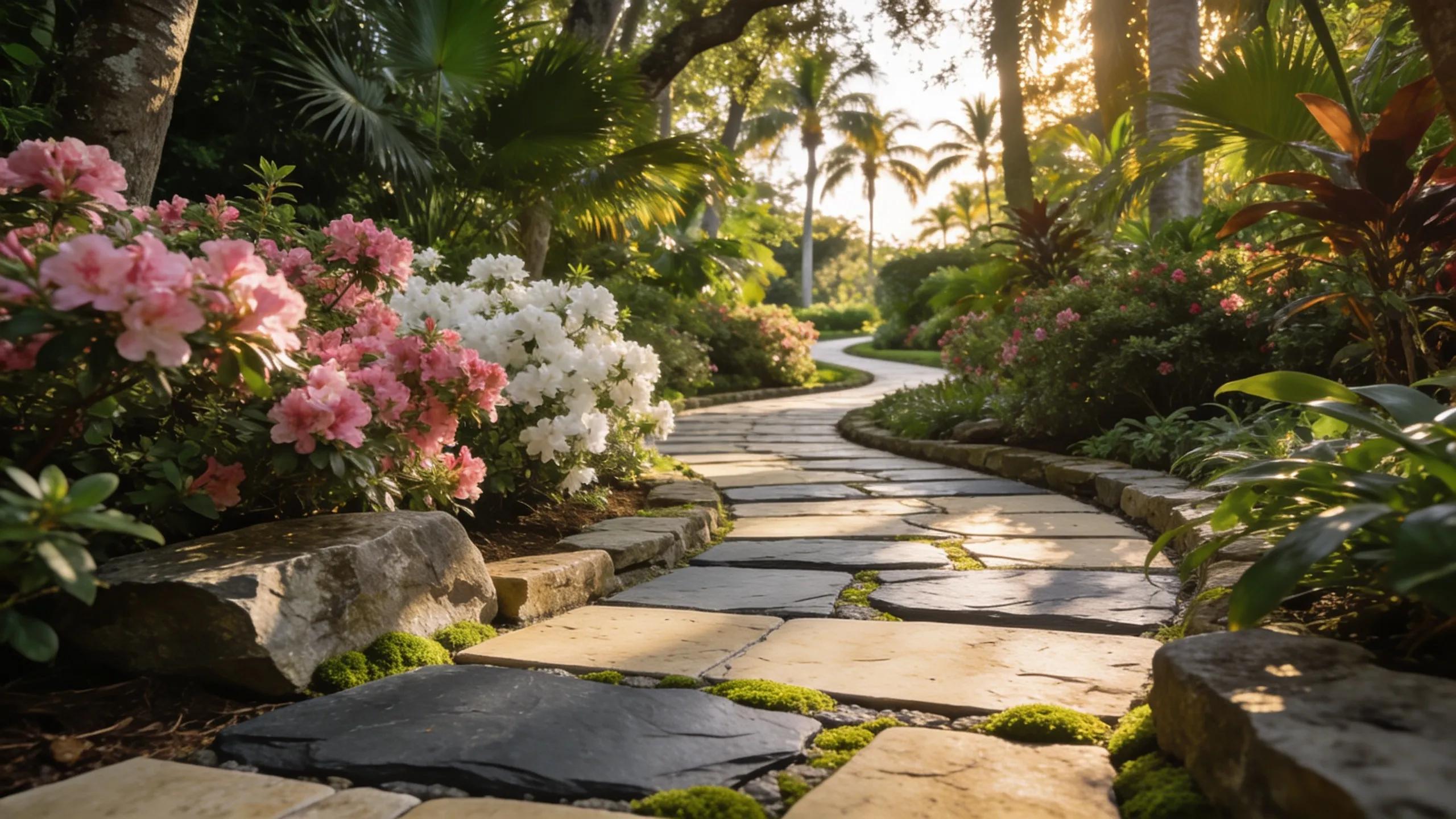 Luxury Custom Stepping Stones & Garden Walkways in Florida: Flagstone, Slate, Travertine Designs