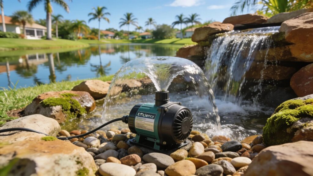 Professional installation of an energy-saving submersible pump in a pondless waterfall system