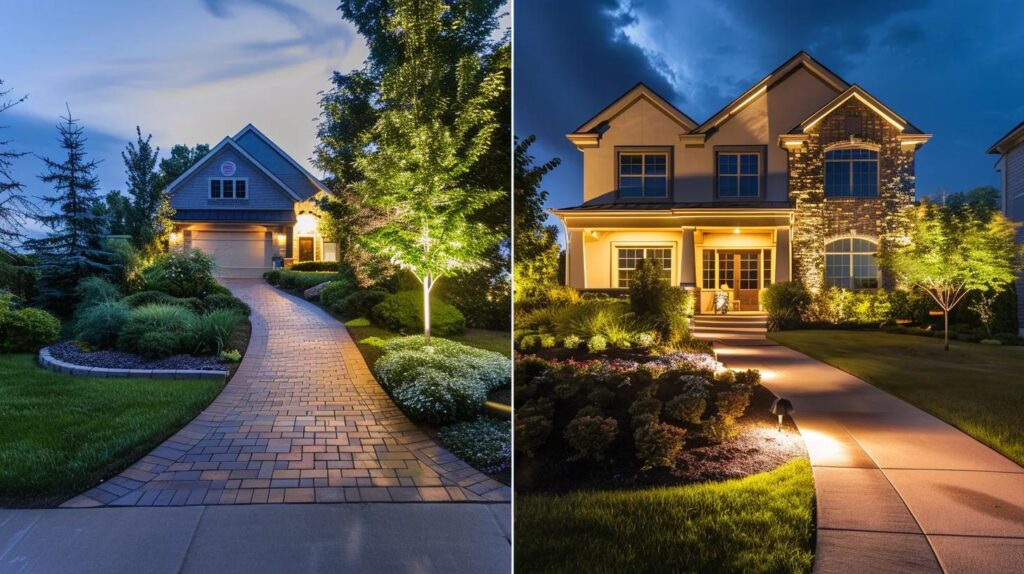 Comparison of professional outdoor lighting installation versus DIY lighting kits