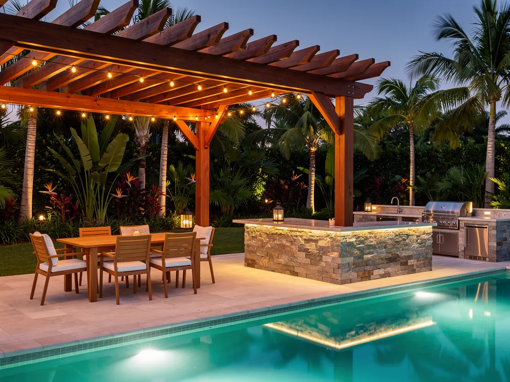 What Are Effective Outdoor Kitchen and Pergola Ideas Complementing Custom Pools